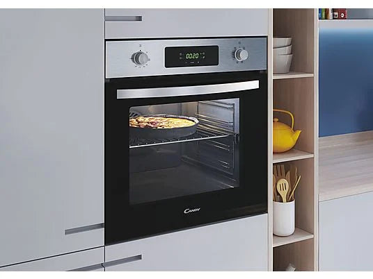 Horno - Candy Idea FIDC X625 L, Multifunción, Aquálisis, 60cm, 70 L, 8 funciones, Display con timer touch, Guía telescópica, Inox