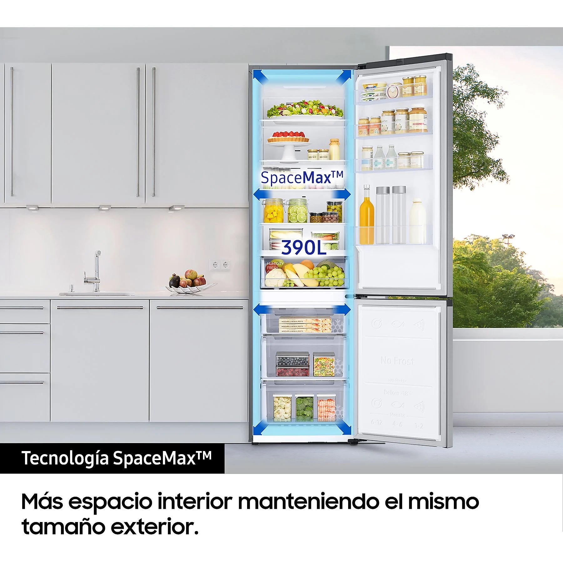 Frigorífico combi - Samsung Smart RB38C675CS9/EF, No Frost, 203 cm, 390l, All-Around Cooling, WiFi, Inox