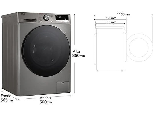 Lavadora carga frontal - LG F4WR7009AGS, Serie 700, 9 kg, 1400 rpm, 14 Programas, AI Direct Drive™, TurboWash™360˚, Inox