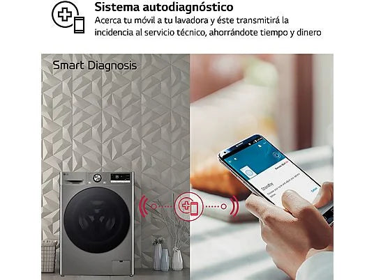 Lavadora carga frontal - LG F4WR7009AGS, Serie 700, 9 kg, 1400 rpm, 14 Programas, AI Direct Drive™, TurboWash™360˚, Inox