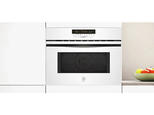 Horno compacto con microondas- Balay 3CW5179B3, Serie Cristal, Multifunción, Aquálisis, 44 l, Función Aire caliente, Control Deslizante, 60 cm, Blanco