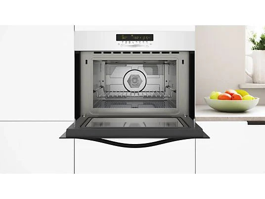 Horno compacto con microondas- Balay 3CW5179B3, Serie Cristal, Multifunción, Aquálisis, 44 l, Función Aire caliente, Control Deslizante, 60 cm, Blanco