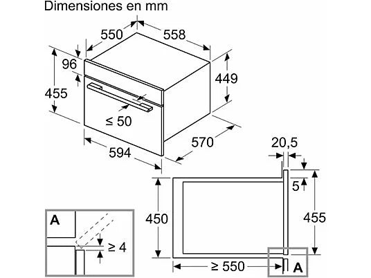 Horno compacto con microondas- Balay 3CW5179B3, Serie Cristal, Multifunción, Aquálisis, 44 l, Función Aire caliente, Control Deslizante, 60 cm, Blanco