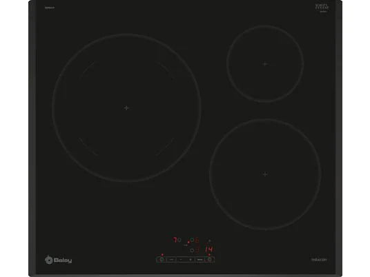 Placa inducción - Balay 3EB965LR, 3 zonas, Zona Gigante 28 cm, Control táctil, Negro