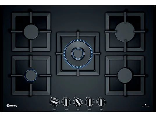 Placa de gas - Balay 3ETG676HB, 5 zonas, propano/butano, 752 mm, Negro
