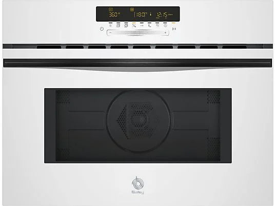 Horno compacto con microondas- Balay 3CW5179B3, Serie Cristal, Multifunción, Aquálisis, 44 l, Función Aire caliente, Control Deslizante, 60 cm, Blanco